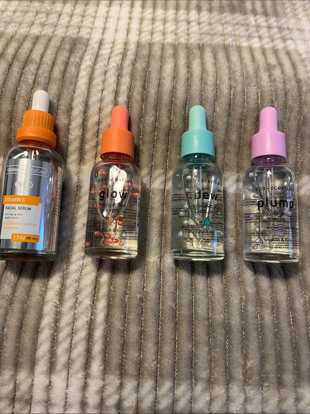 4-Piece Facial Serum Set — Orange, Coral, Aqua & Lavender
